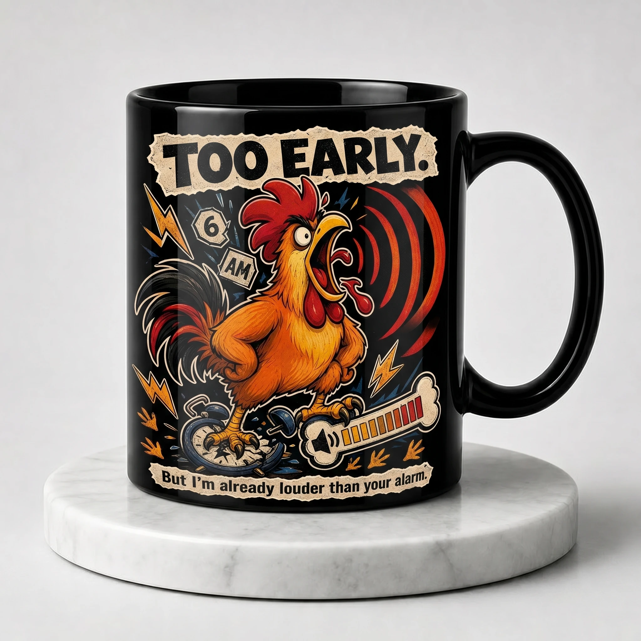 Too Early black Clucko Volt Meme Mug