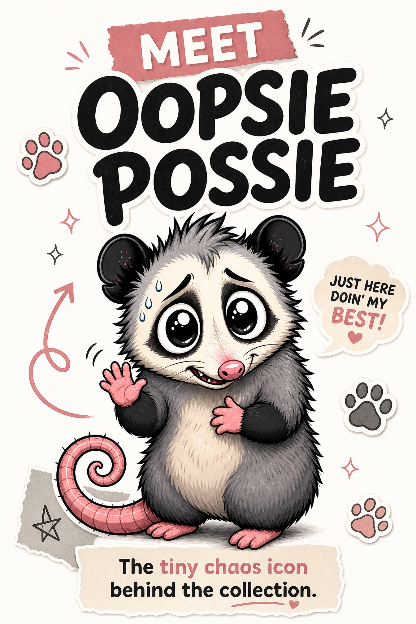 Meet Oopsie Possie 2 possum character detail art