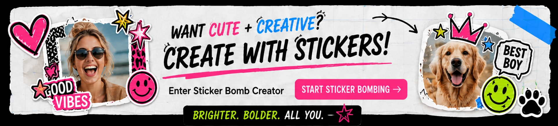 Want cute and creative? Create with stickers. Start Sticker Bombing.